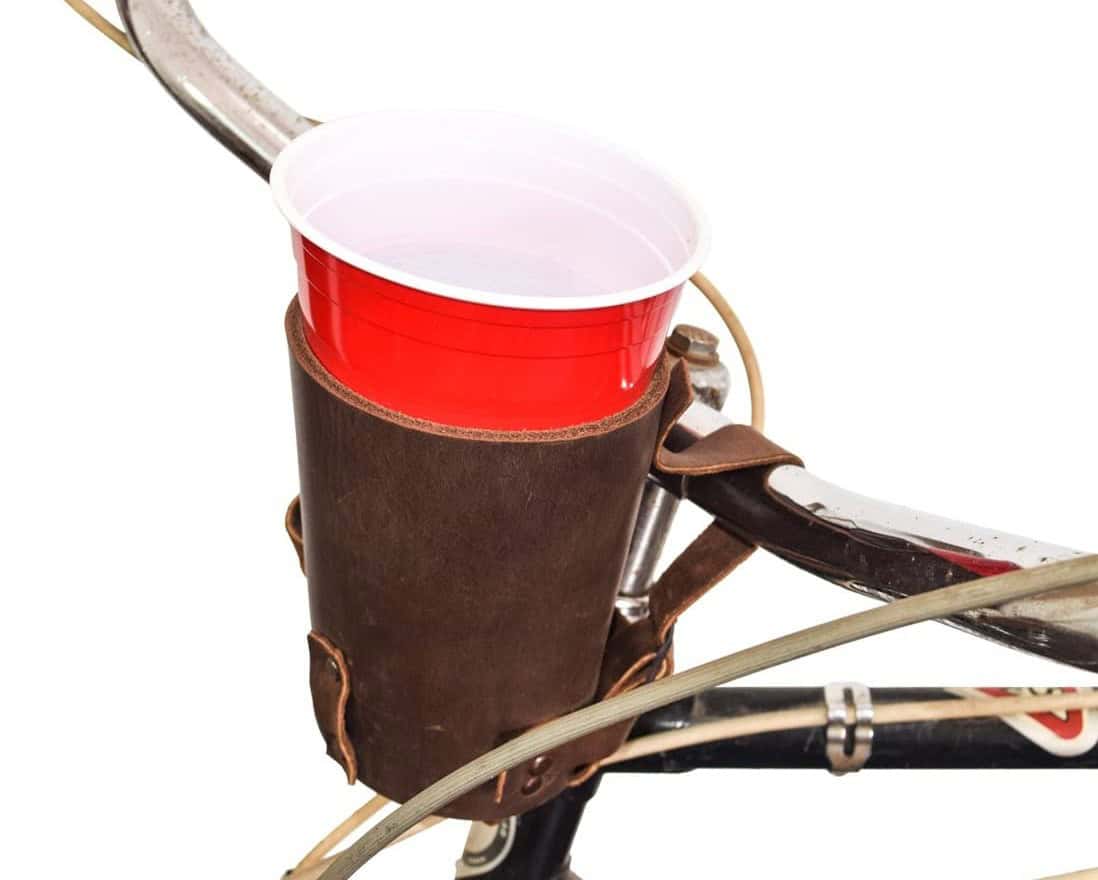 The Hide and Drink Leather Bike Cup Holder