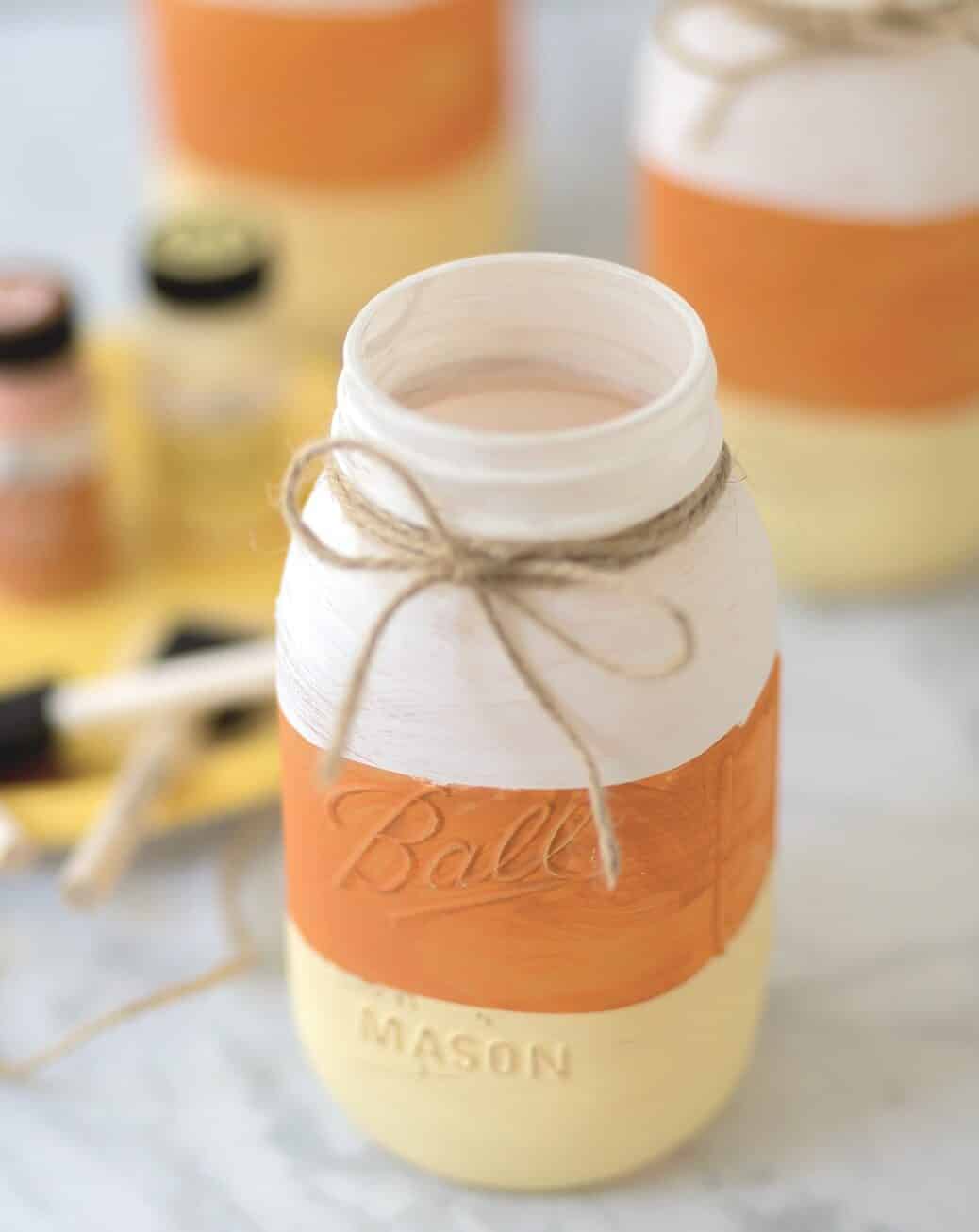 PAINTED CANDY CORN MASON JARS