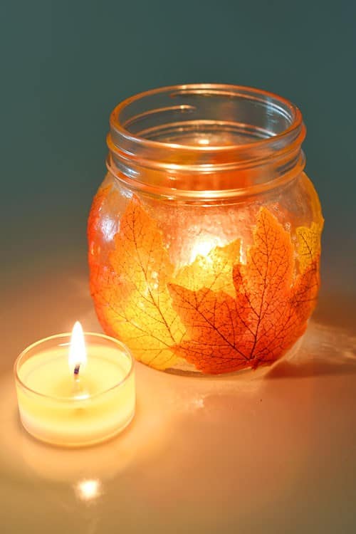 MASON JAR LEAF LANTERNS