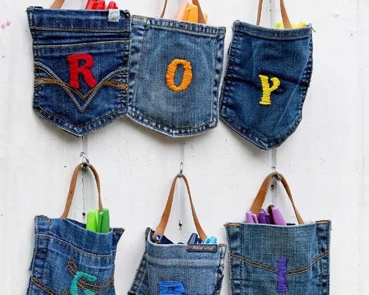 Hanging Pockets from Old Jeans