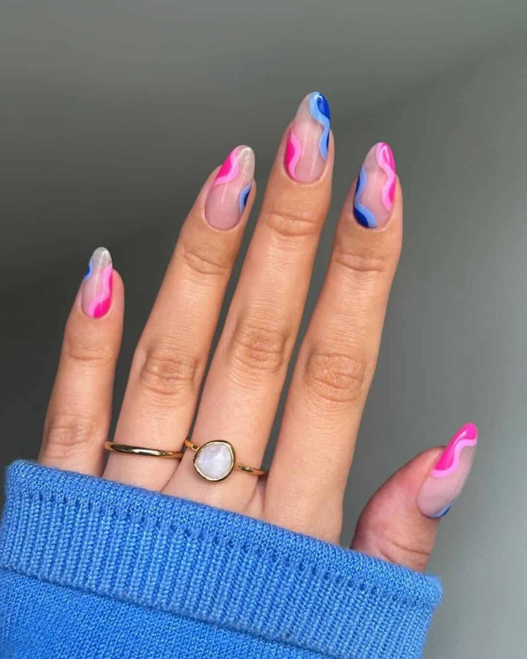 PINK AND BLUE NAILS