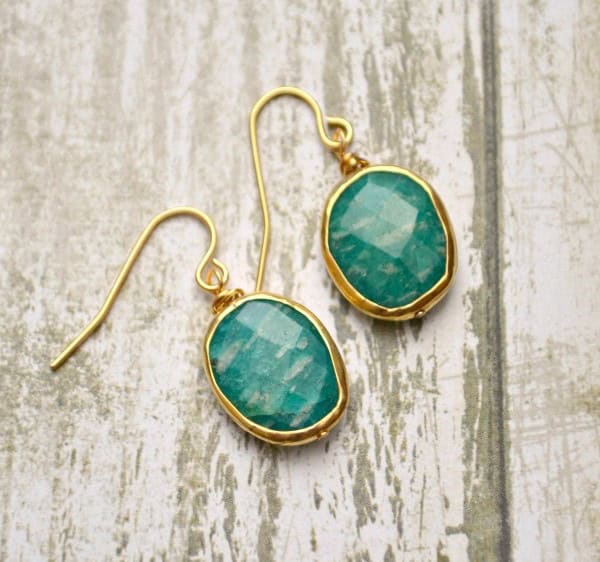 Gold-Plated Gemstone Earrings