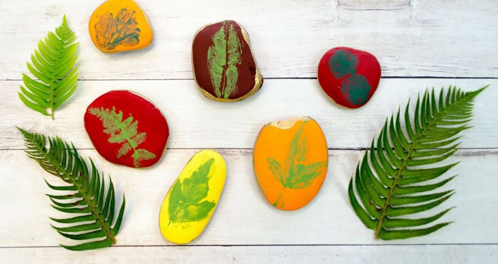 Leaf Printing on Rocks