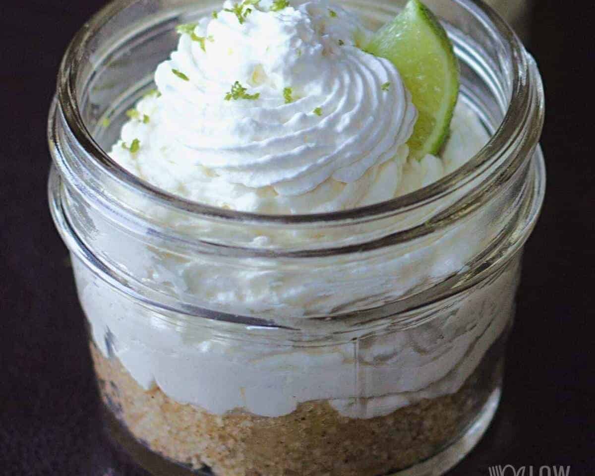 No Bake Lime Cheesecake in a jar