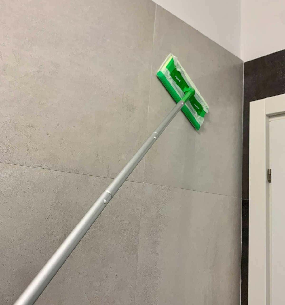 Clean Your Bathroom Walls With a Swiffer