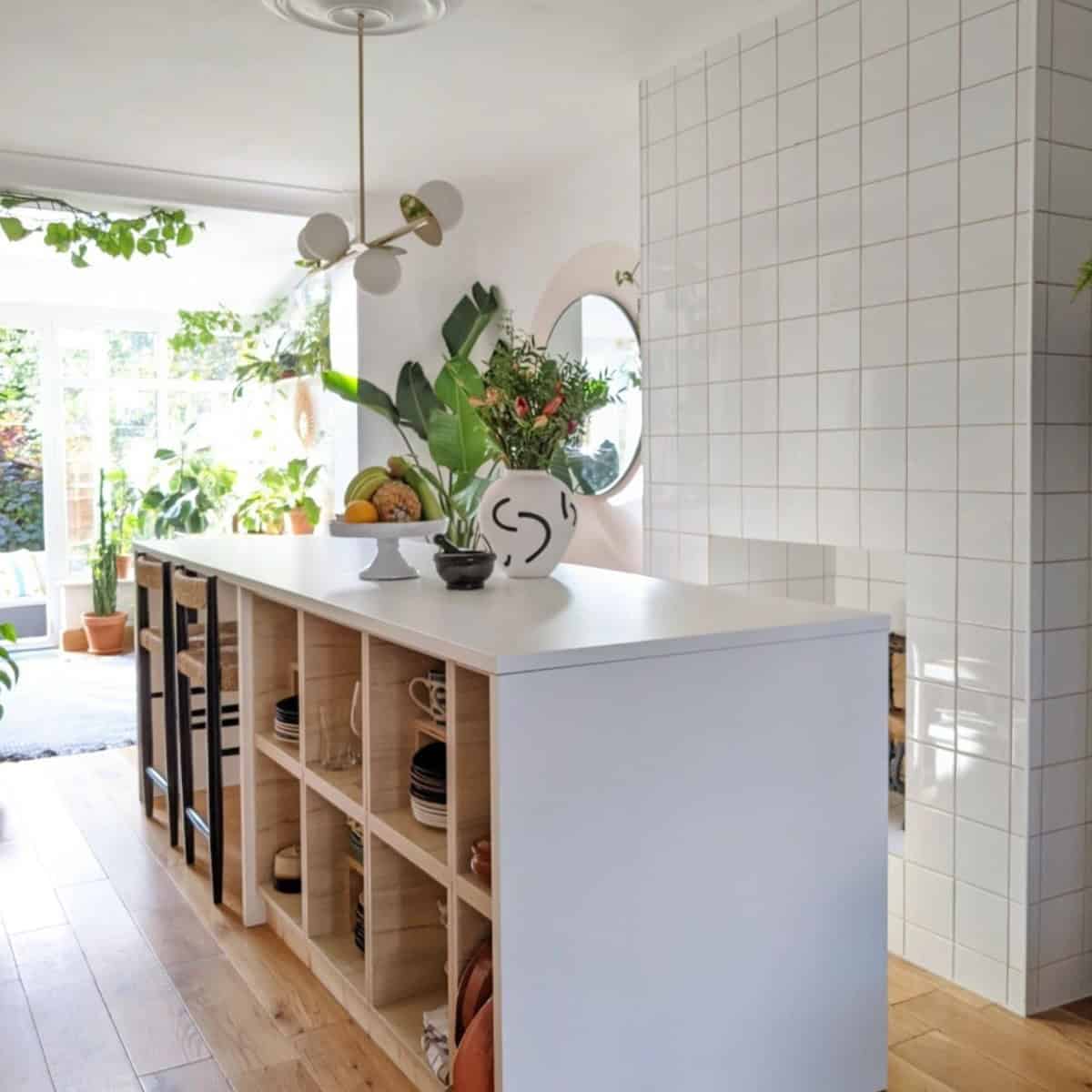 IKEA Display Cabinet Turned Kitchen Island with Open Storage