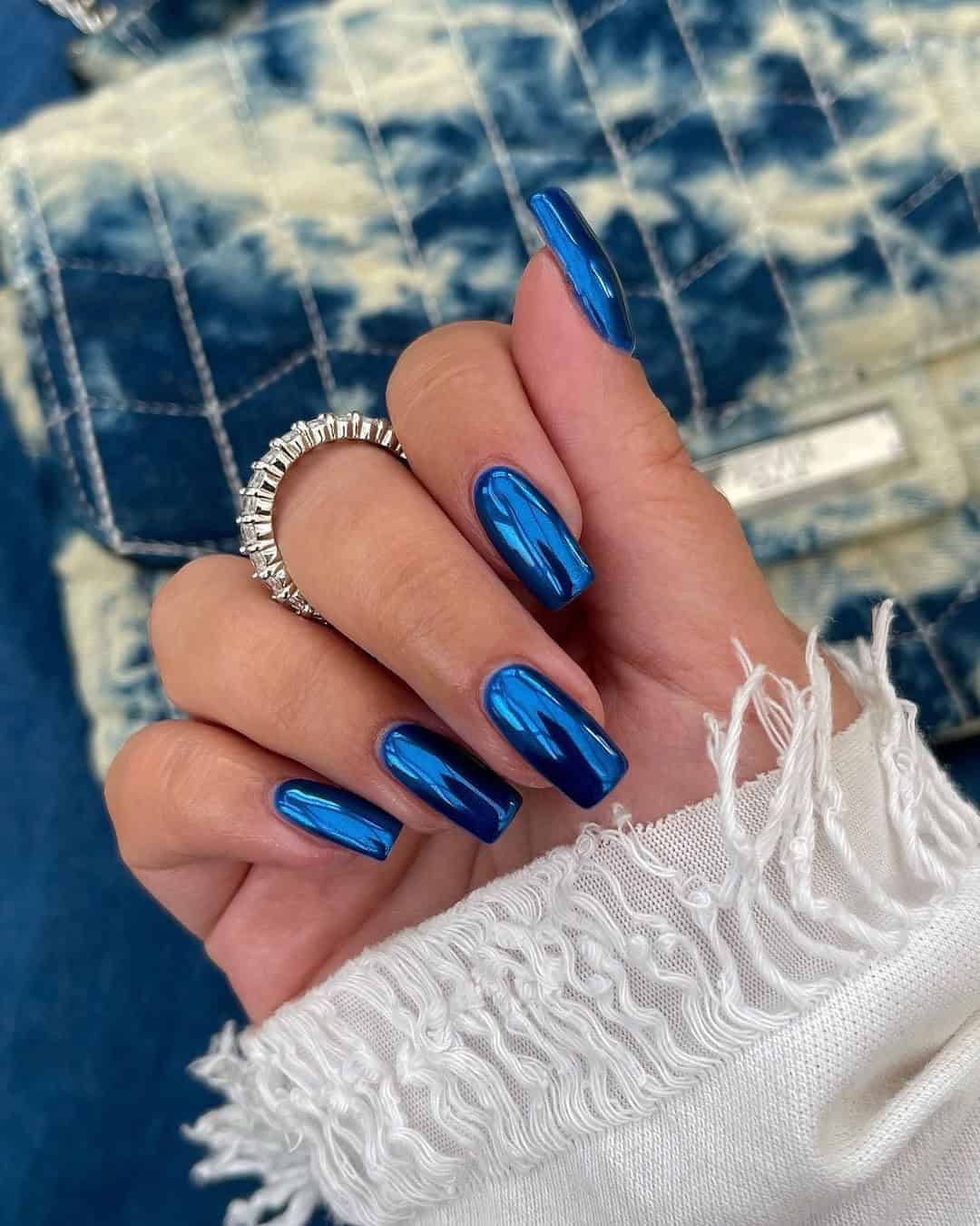 COBALT BLUE CHROME NAILS