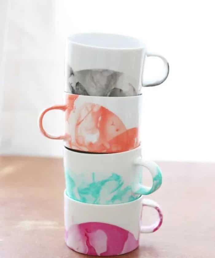 DIY Marbled Mugs