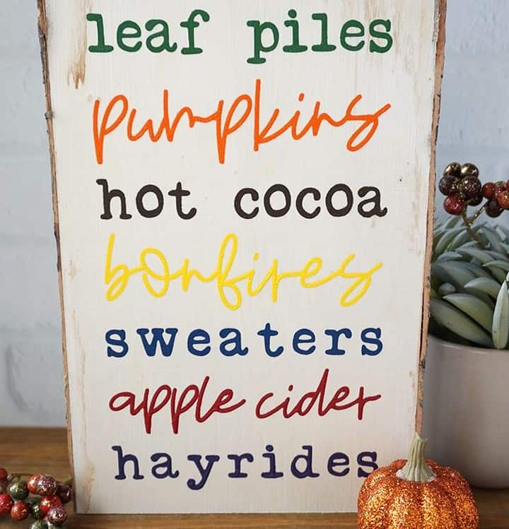 Stenciled Fall Words Sign