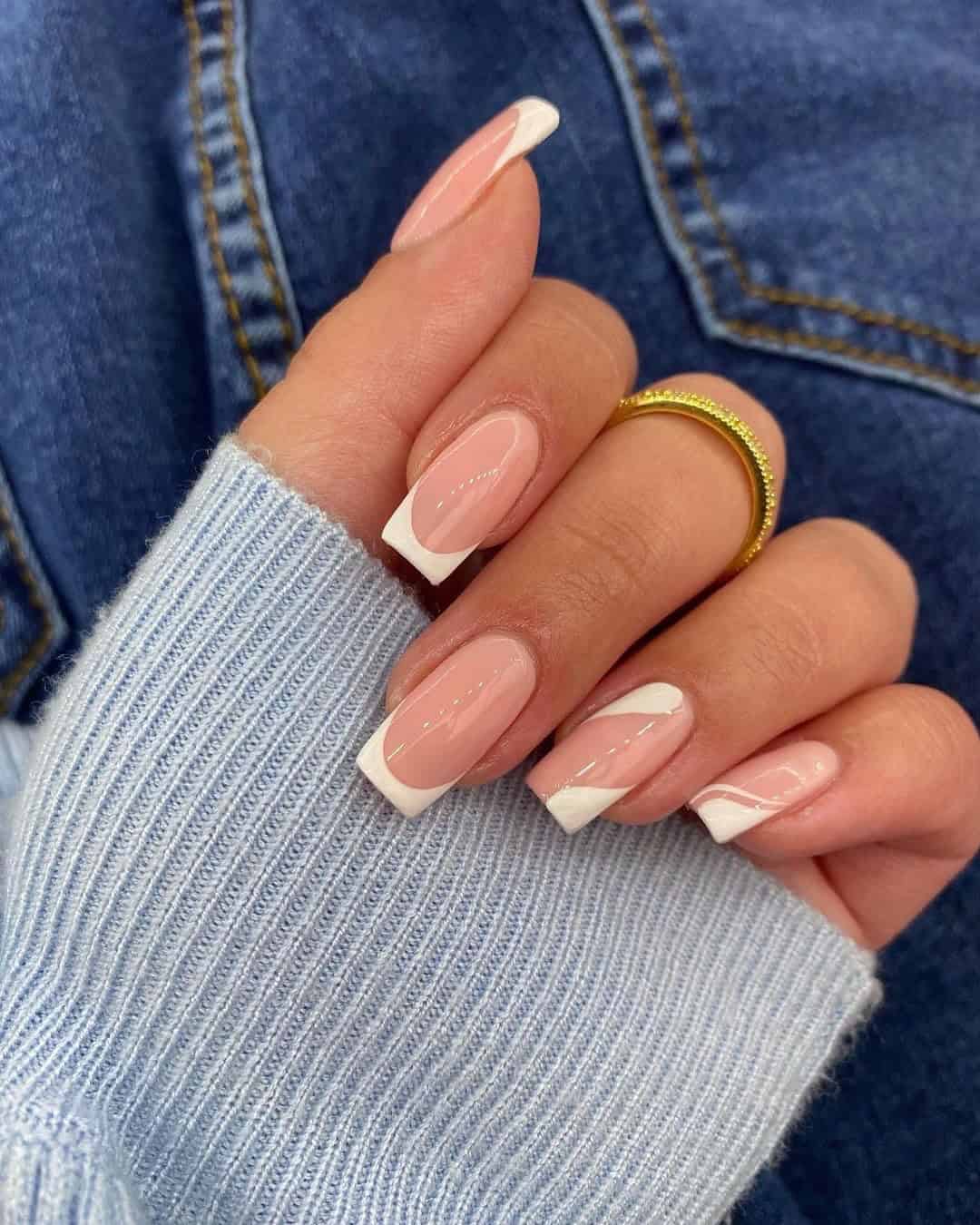 NUDE AND WHITE FRENCH NAILS