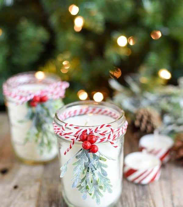 DIY Peppermint Mason Jar Candles