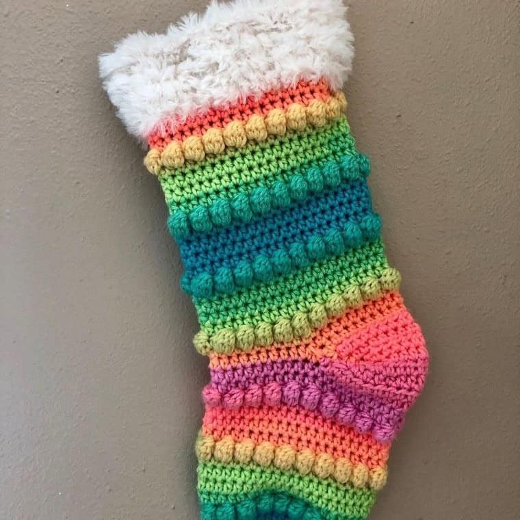 DIY Rainbow Boho Crochet Stocking