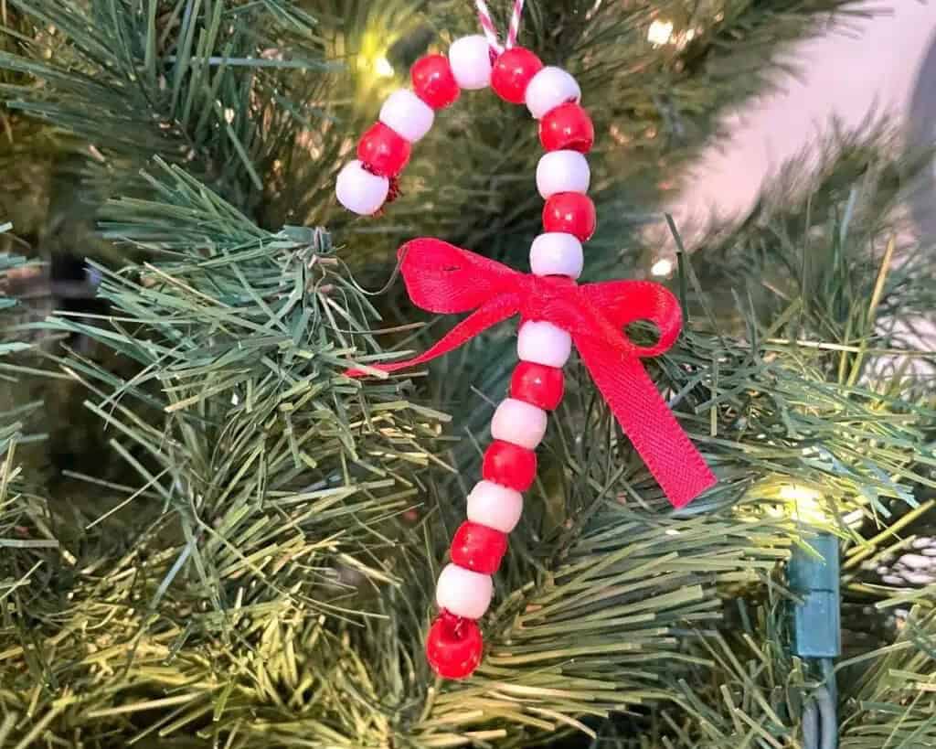 Easy Beaded Candy Cane Ornament