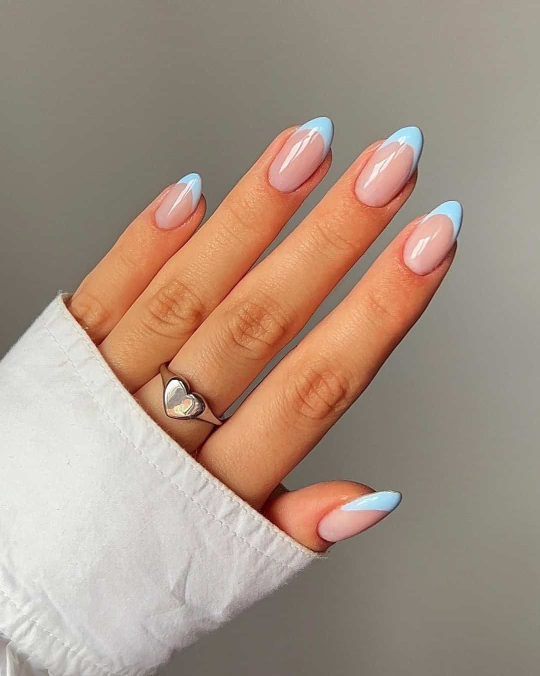 BLUE FRENCH NAILS