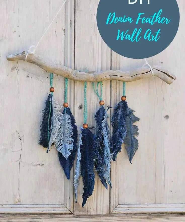 Denim Feather Wall Decor