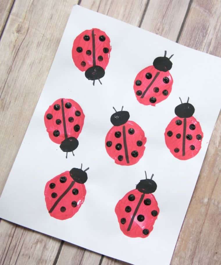 Potato Stamp Ladybugs