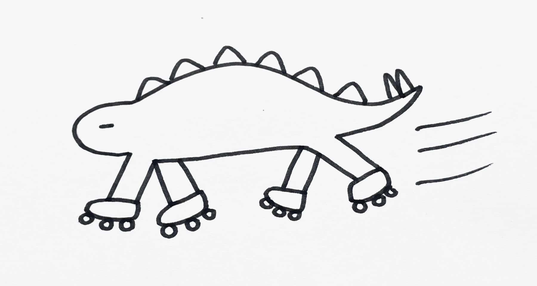 Rollerblading Dinosaur