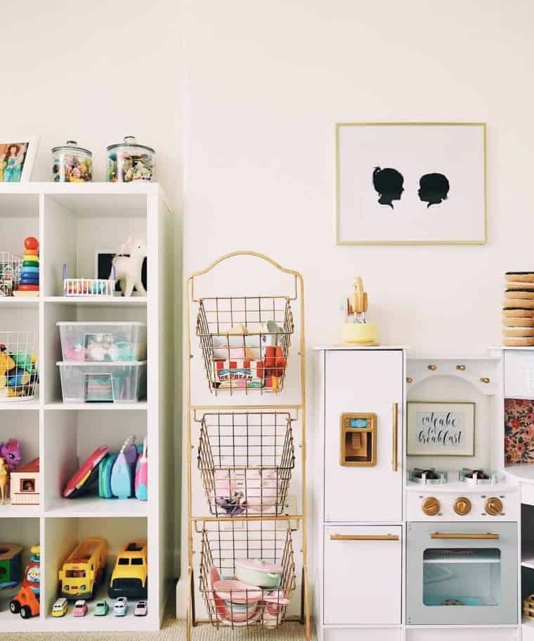 Vintage-inspired Wire Basket Storage Unit