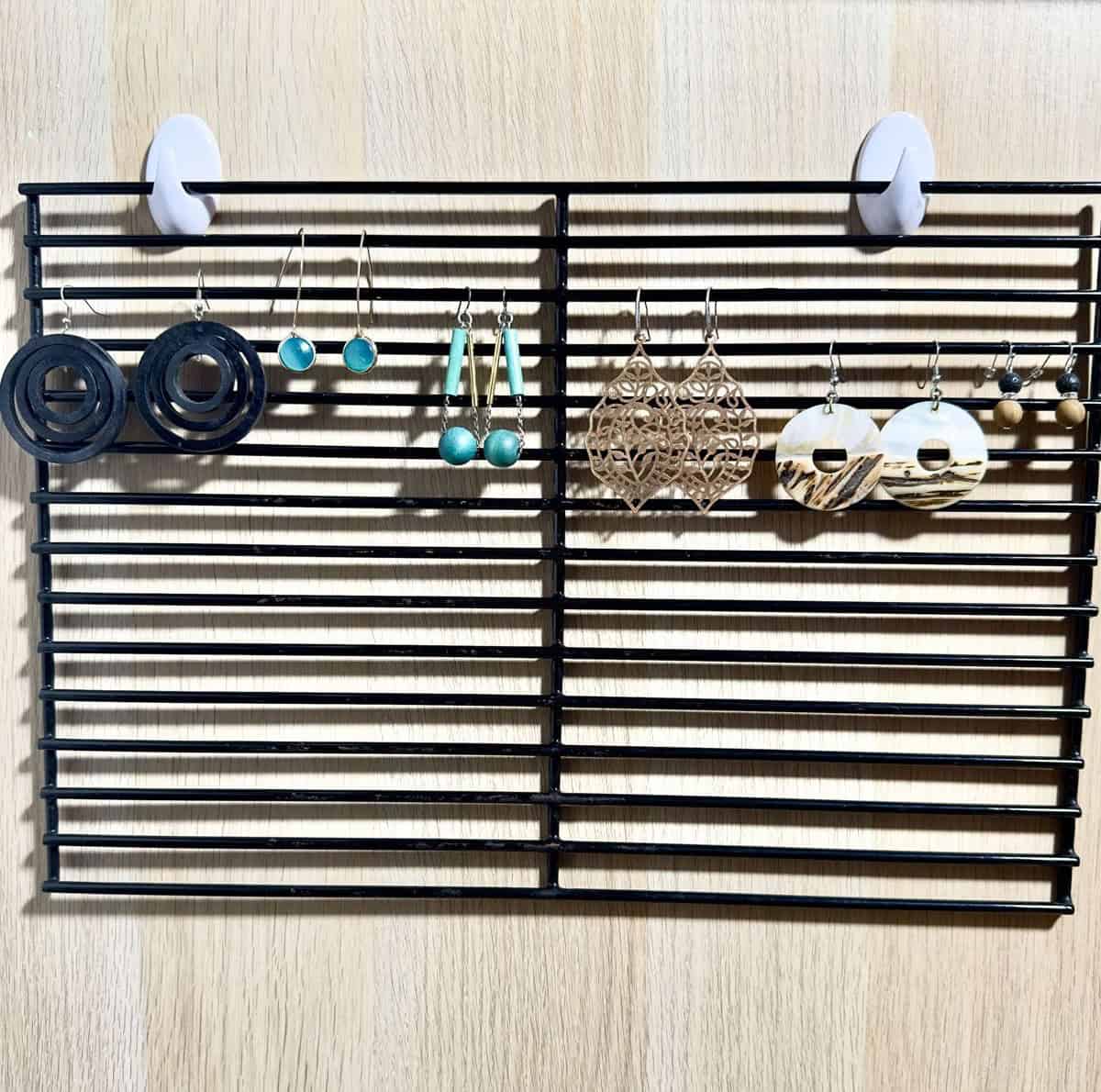 Hang Your Earrings on a Rack Attached to Your Desk