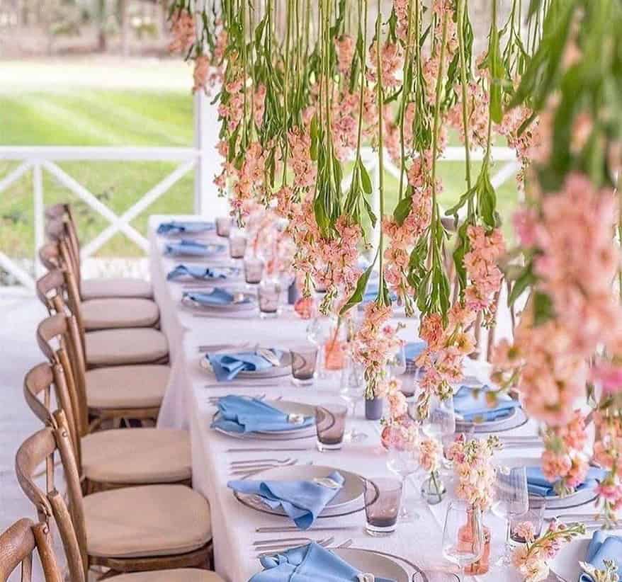 Hanging Coral Orchids Centerpiece