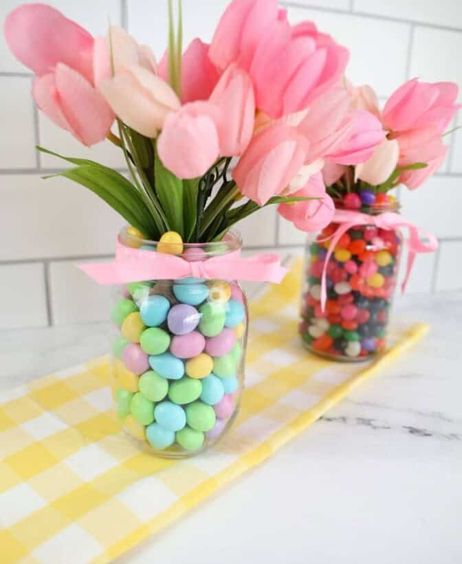 Mason Jar Easter Centerpieces