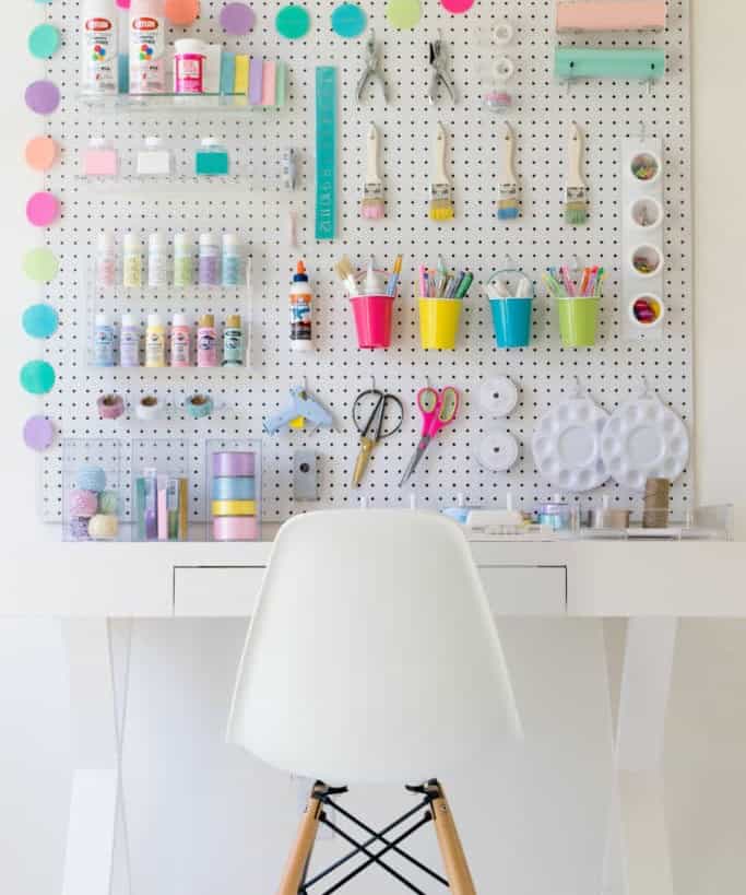 Desk With Pegboard Display