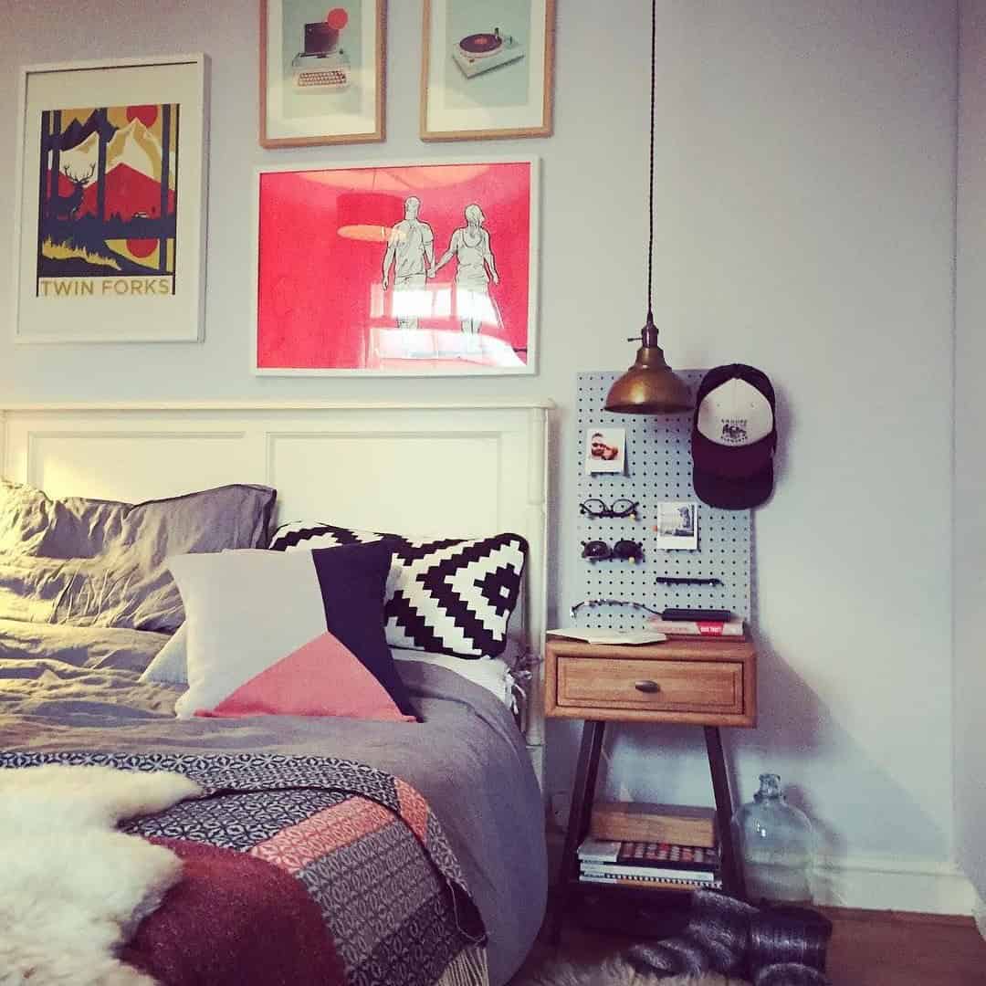 Pegboard Nightstand Storage