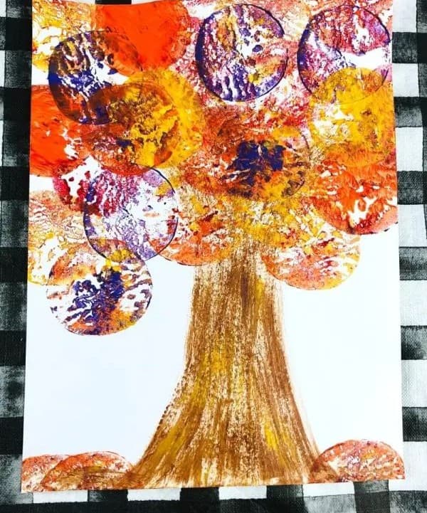 Fall Tree Apple Stamping