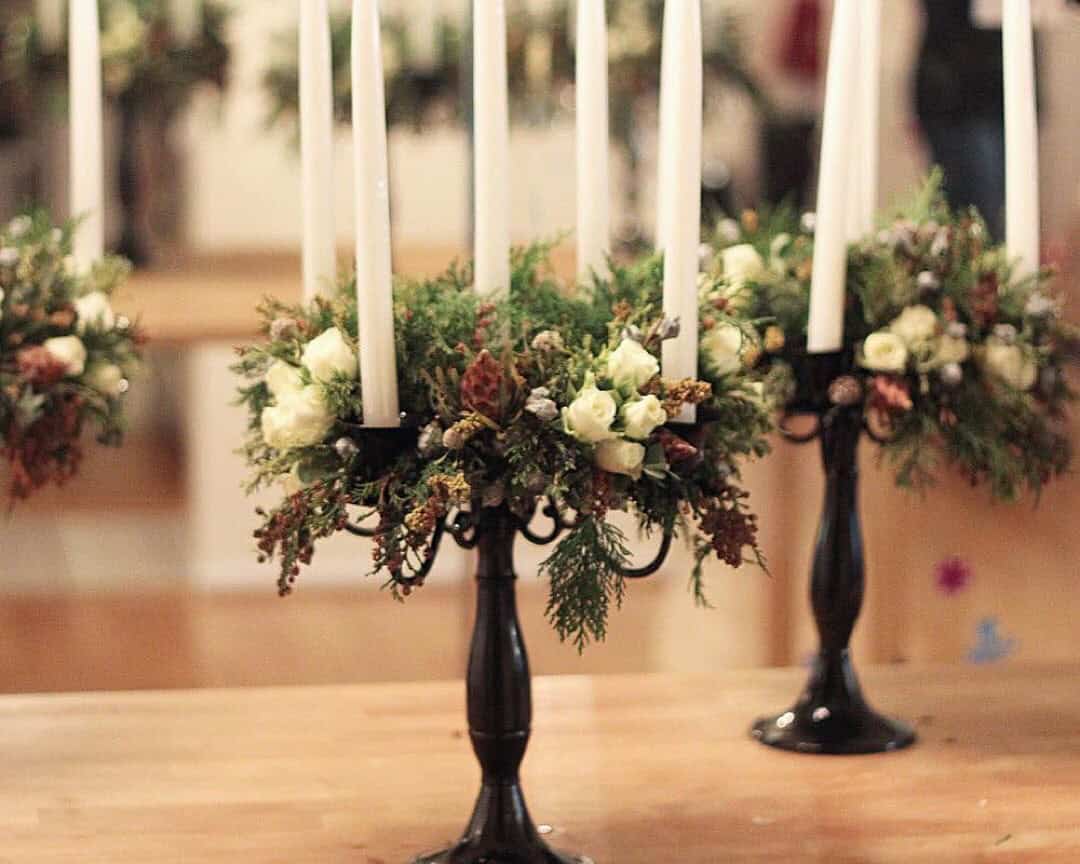 Candelabra with Floral Pieces