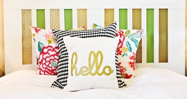 Bold Striped Headboard with Inset Layers