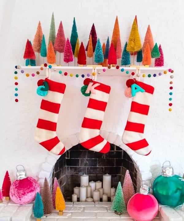 DIY Felted Stripe Christmas Stockings