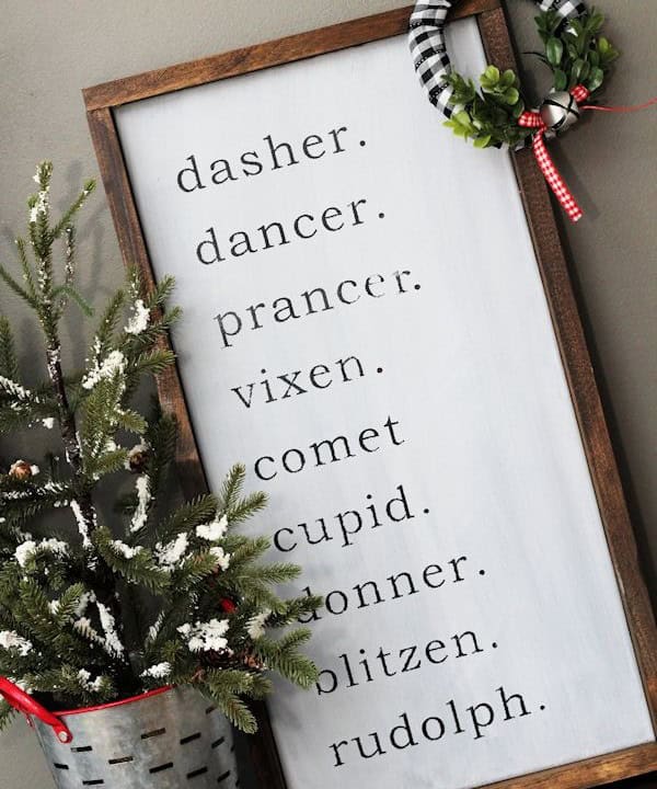 Farmhouse Reindeer Names Sign