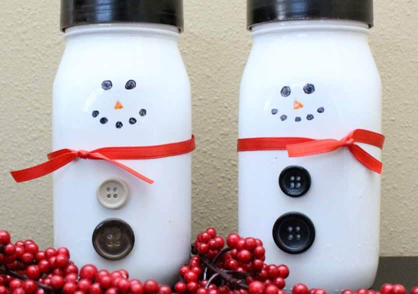 Snowmen From Glass Jars