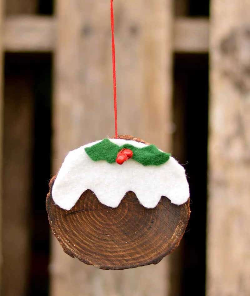 Christmas Pudding Wood Slice Ornament