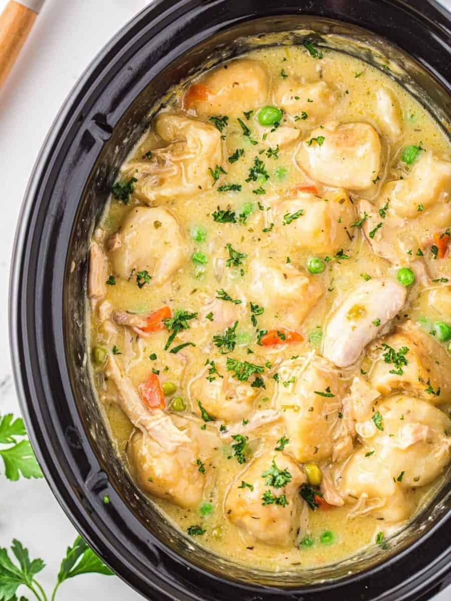 CROCKPOT CHICKEN AND DUMPLINGS