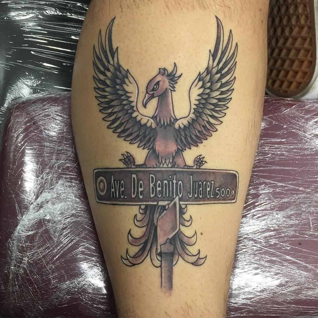 9] Powerful Red Eagle Street Sign Tattoos