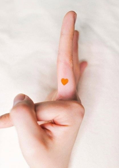 8] Minimalist Middle Finger Love Heart Tattoo Design