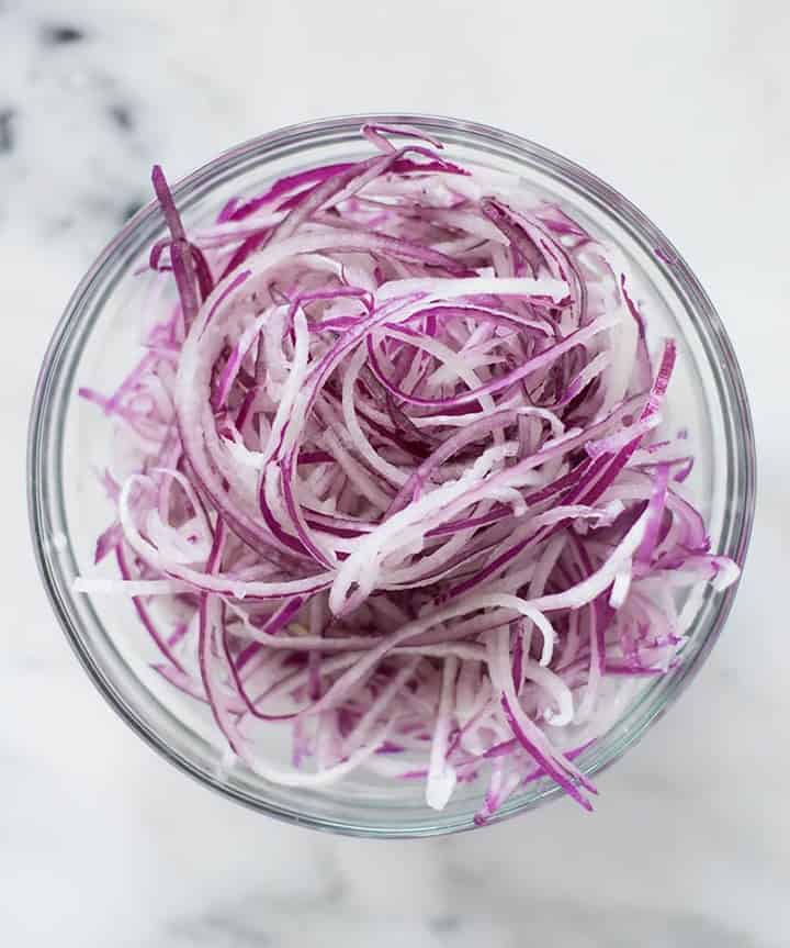 Thinly cut onion with spiralizer