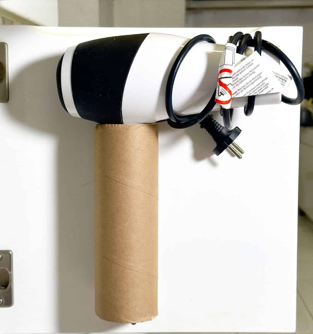 Use a Paper Roll to Make a Hair Dryer Holder