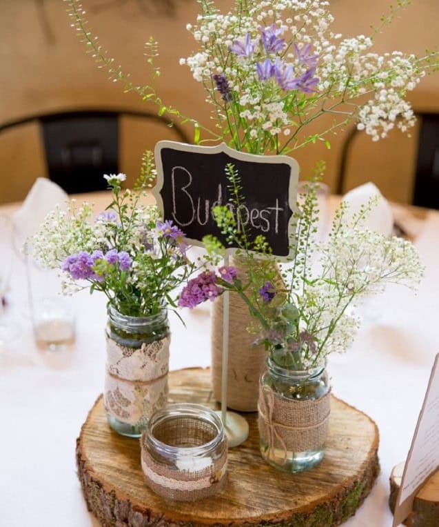 Four-Jar Rustic Log Centerpiece