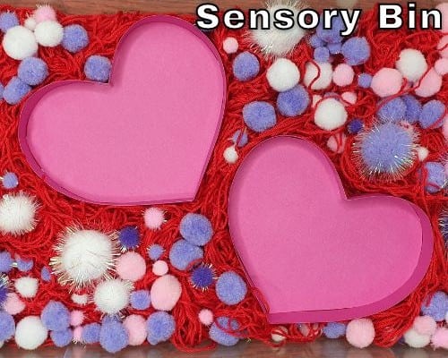 Valentine’s Pom Pom Sensory Bin