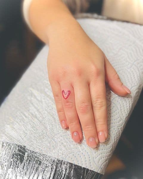 5] Double Heart Tattoo Design for Ring Finger