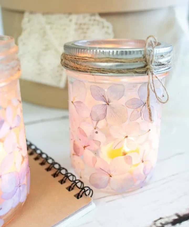 Pressed Flower Mason Jar Luminaries