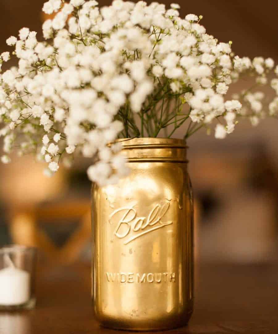 Golden Mason Jar Centerpieces