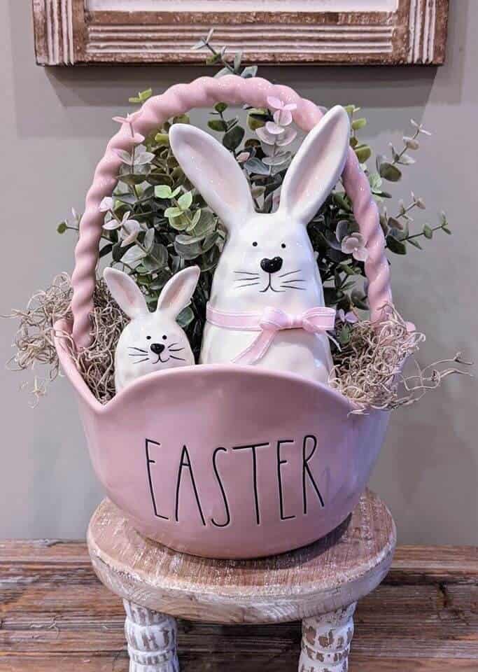 CERAMIC BASKET WITH BUNNY