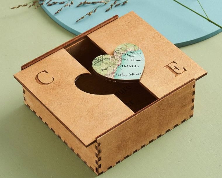 Map Heart Location Keepsake Box