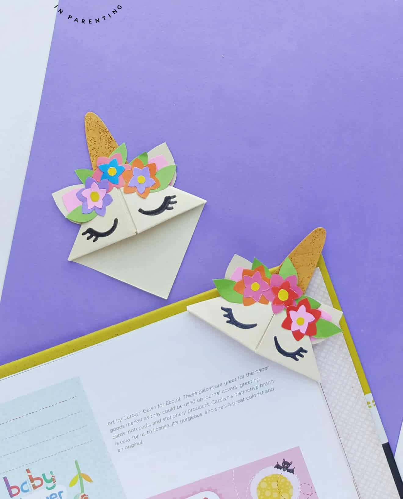 Origami Unicorn Corner Bookmark