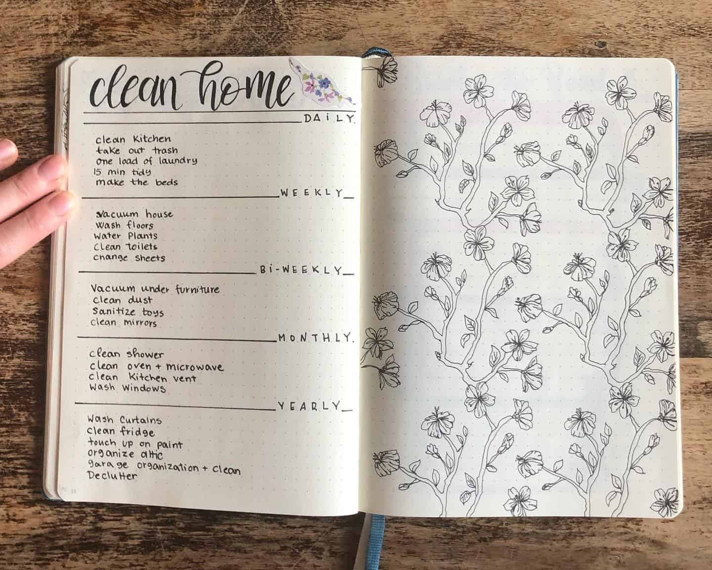 Clean Home Bullet Journal Spread