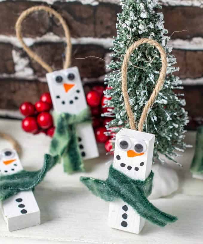 Wooden Snowman Ornament