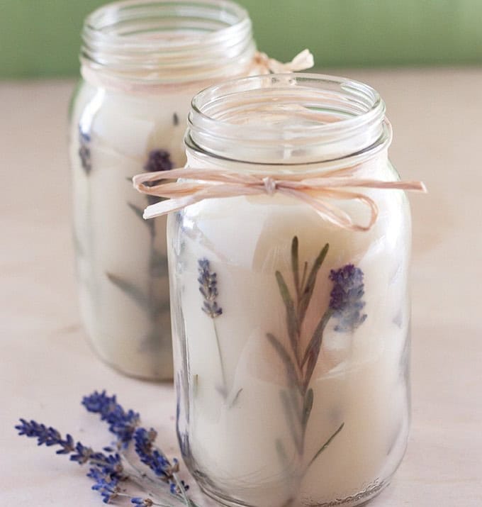 Pressed Herb Mason Jar Candles